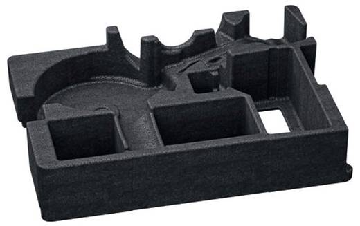 Schwarze geformte Schaumstoff-Einlage mit benutzerdefinierten Aussparungen zum Halten und Schützen eines Geräts oder Zubehörs.