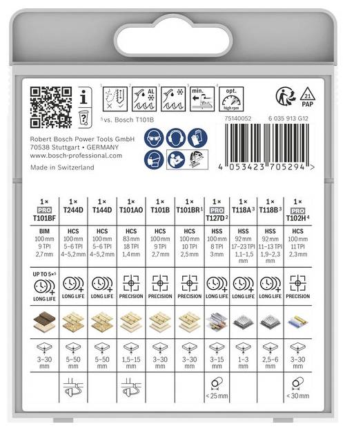 Bosch Accessories 2607012073 Stichsägeblatt Set Multi Material, 10-tlg. 1 St.