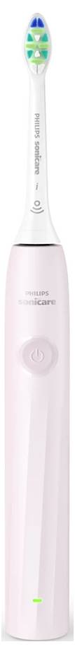 Philips Sonicare elektrische Zahnbürste in hellem Rosa mit weißem Bürstenkopf und Ein-/Ausschalter.