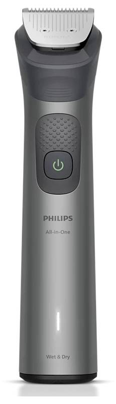 Philips Allround-Nassrasierer mit verstellbarem Kammaufsatz und Einschalter.
