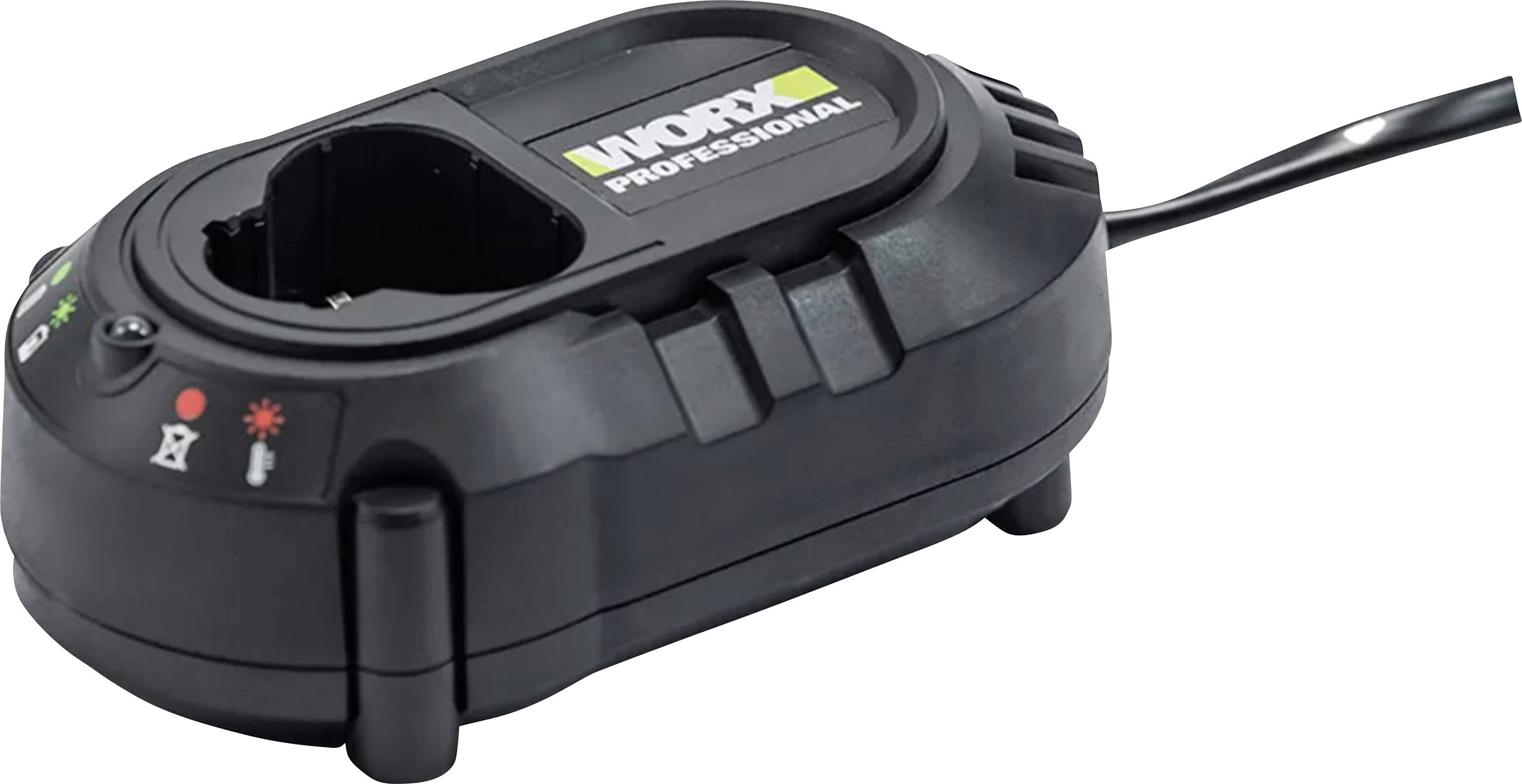 Black Worx Professionelles Akkuladegerät mit Stromkabel und Statusleuchten