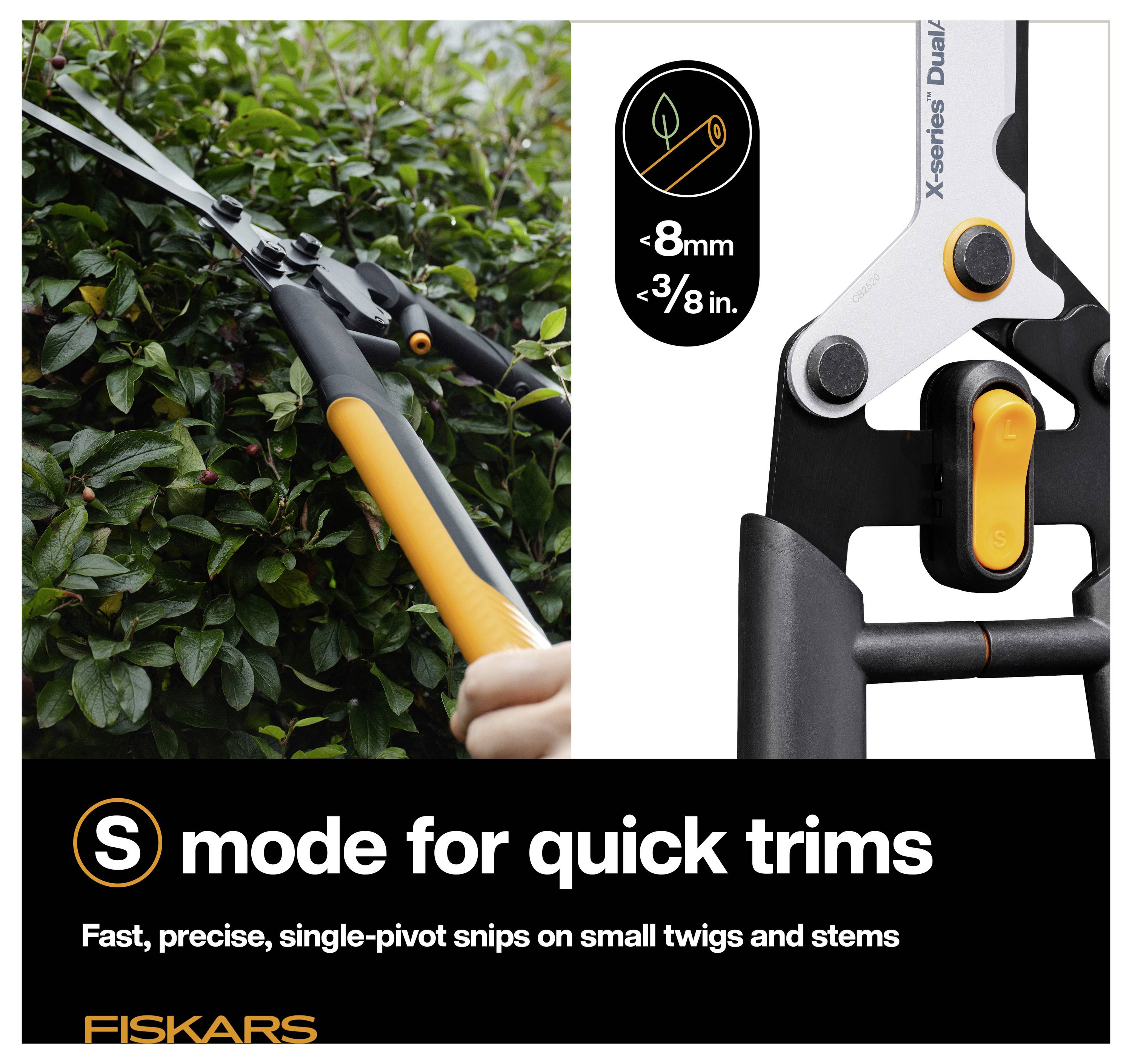 Fiskars Astschneidemaschinen zum Trimmen kleiner Äste und Stängel, mit „S-Modus für schnelle Trims