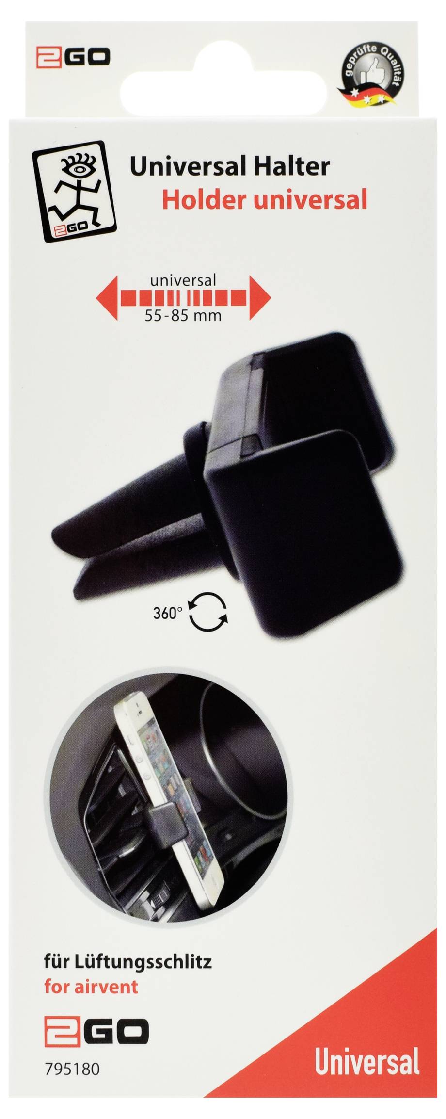 Verpackung für EGO Universal Halter, verstellbar „universal
