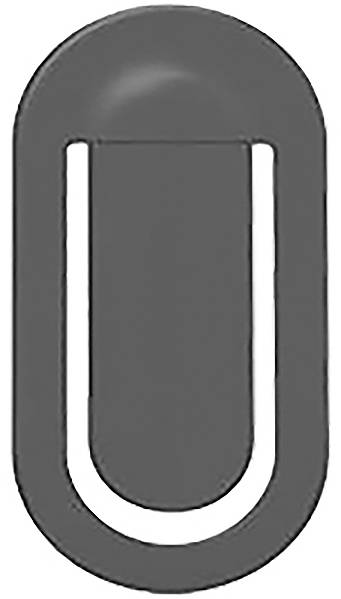 Büroklammer-Symbol in dunkelgrau, dargestellt als einfache Kontur auf weißem Hintergrund.
