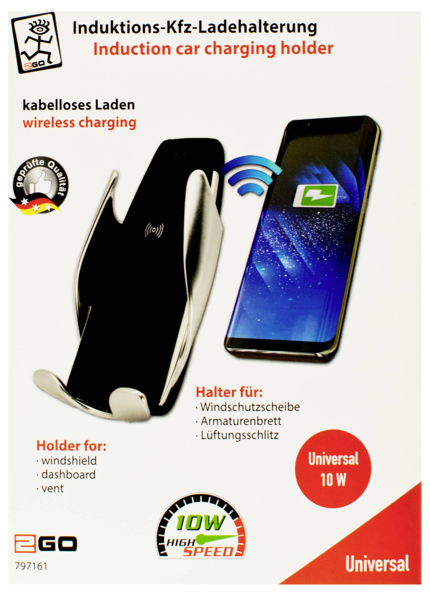 2GO Smartphone-Handyhalter mit Wireless Handy-Kfz-Halterung