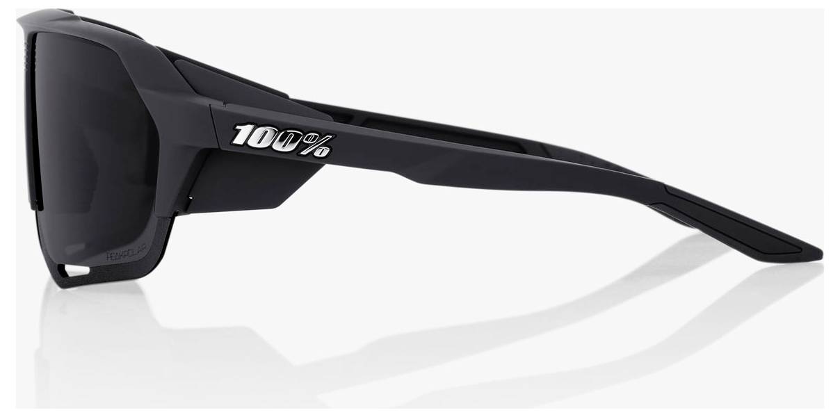Schwarze Sportsonnenbrille mit Umwicklung und kühnem „100%