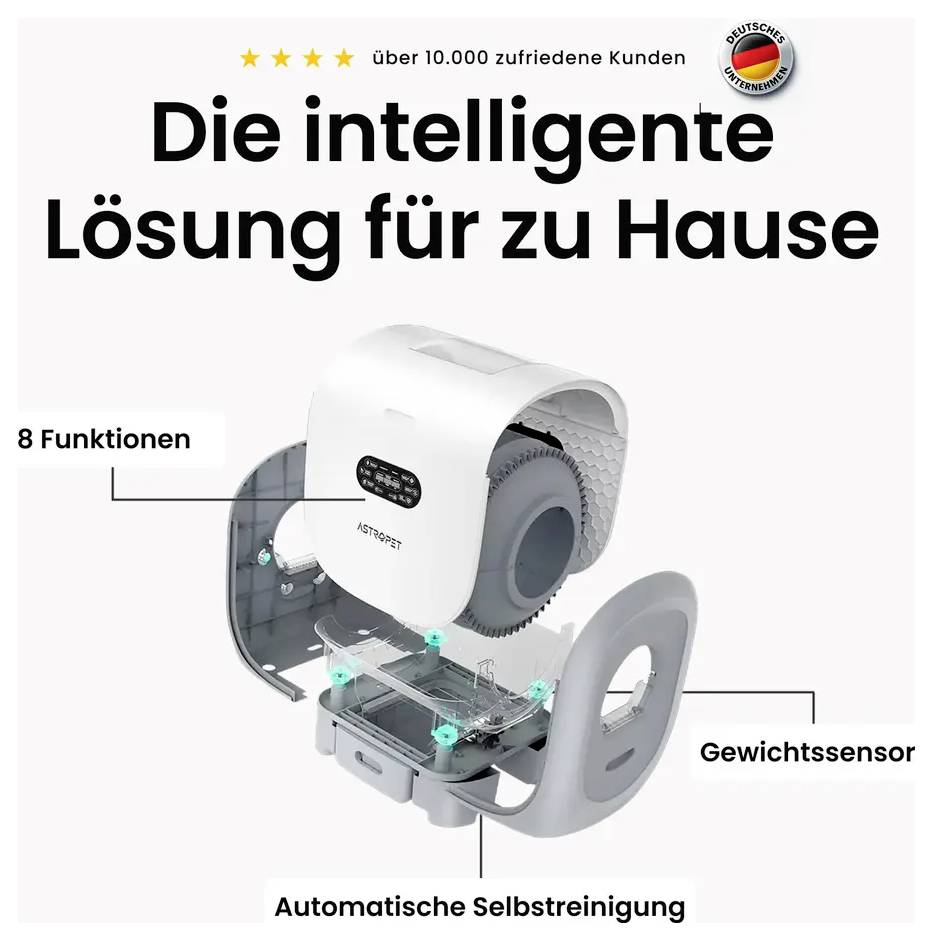 Astropet Jupiter Pro - XXL Selbstreinigende Katzentoilette Katzenklo Weiß 1St.