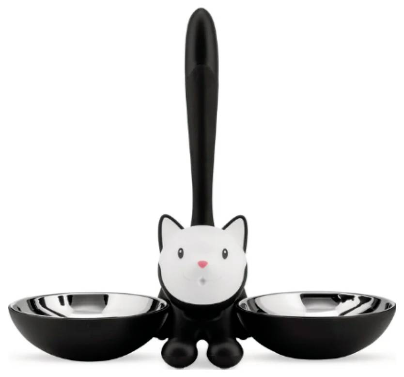 Alessi Katzennapf Tigrito black AMMI09 B Futterschale Schwarz, Weiß 1St.