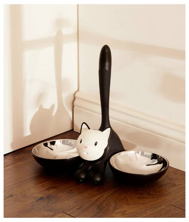 Alessi Katzennapf Tigrito black AMMI09 B Futterschale Schwarz, Weiß 1St.