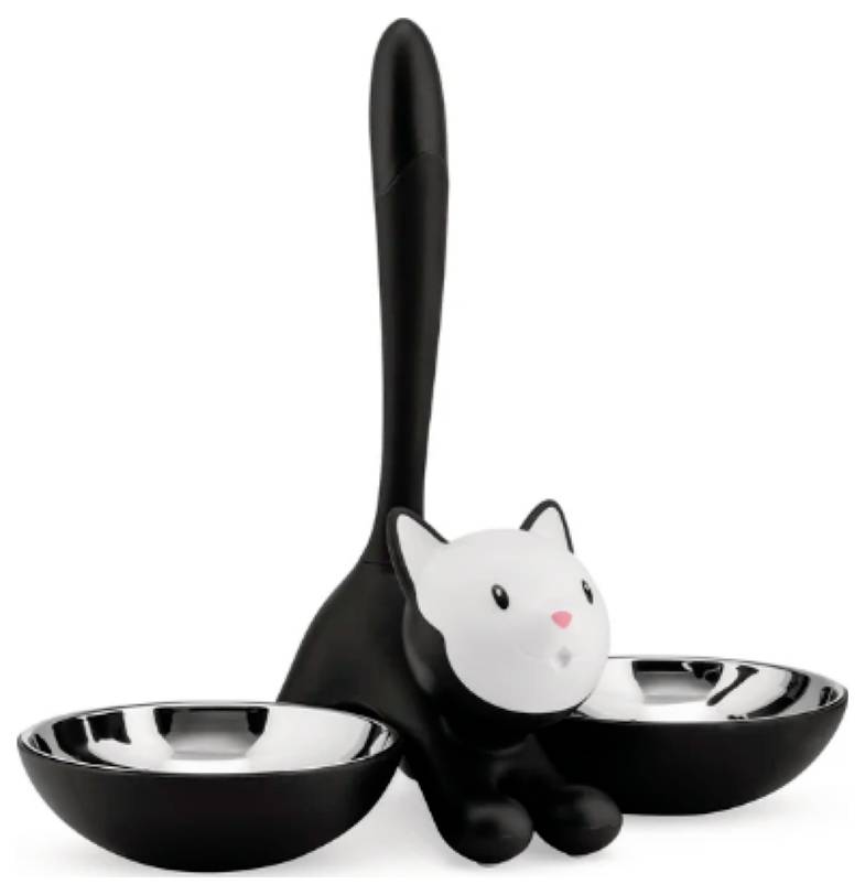 Alessi Katzennapf Tigrito black AMMI09 B Futterschale Schwarz, Weiß 1St.