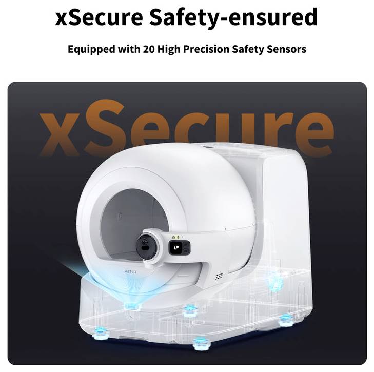 xSecure Medizinischer Scanner mit 20 Sicherheitssensoren, dargestellt auf einer dunklen Anzeige mit dem Text „xSecure Sicherheit garantiert