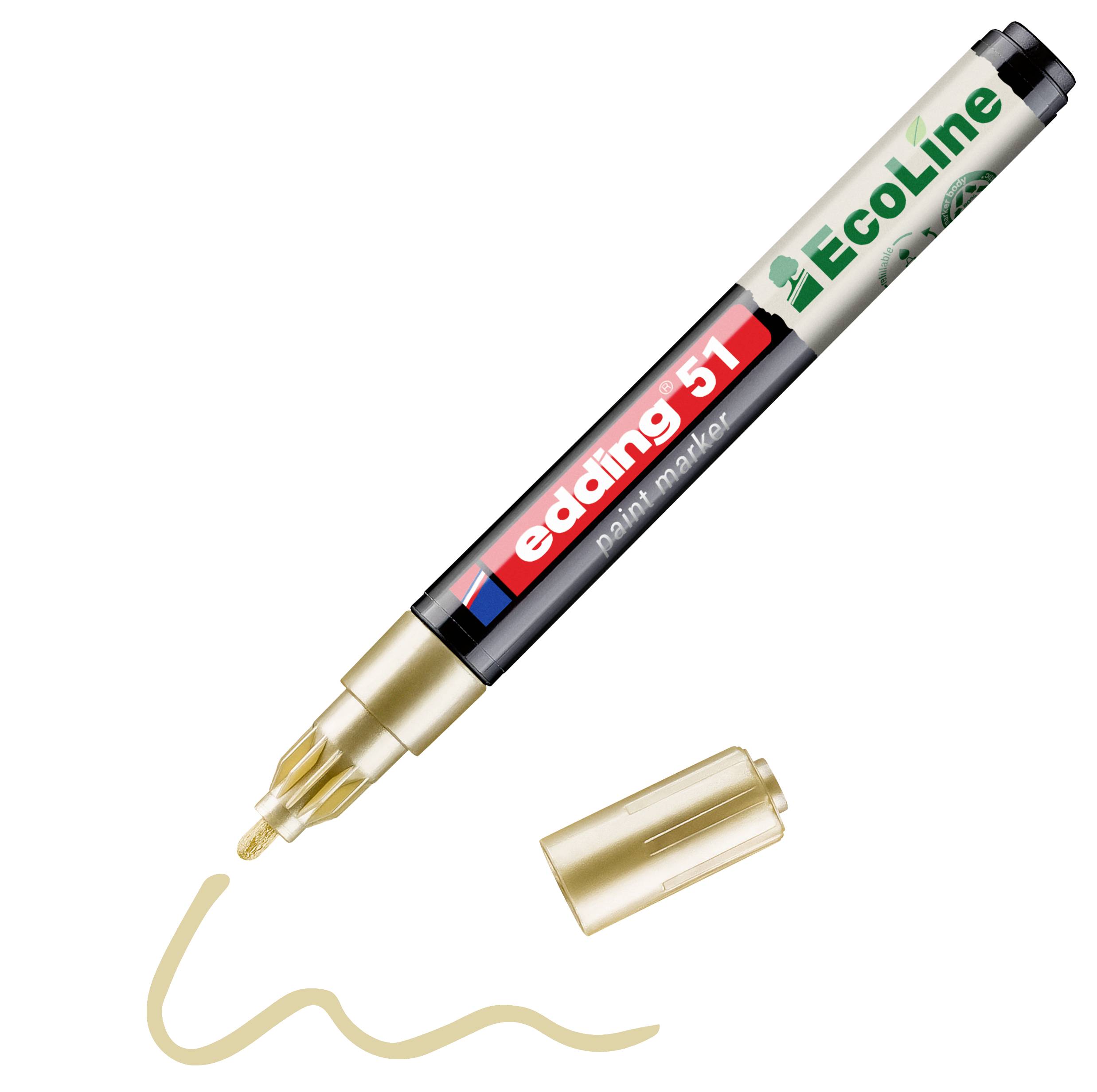 Goldener Lackmarker mit der Aufschrift „edding 51 EcoLine