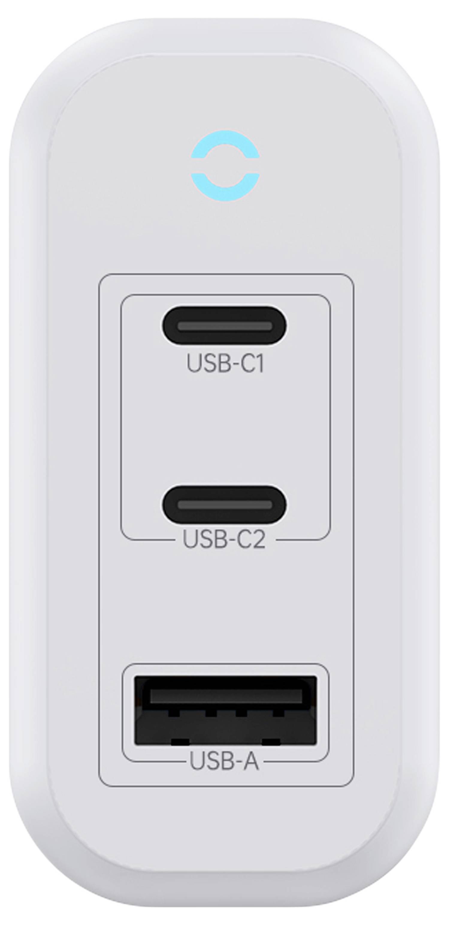 VOLTCRAFT UC-70W001 USB Ladegerät 70W 1x USB-A, 2x USB-C® Fast Charge, USB PD 3.2 AVS Weiß Innenbereich GaN