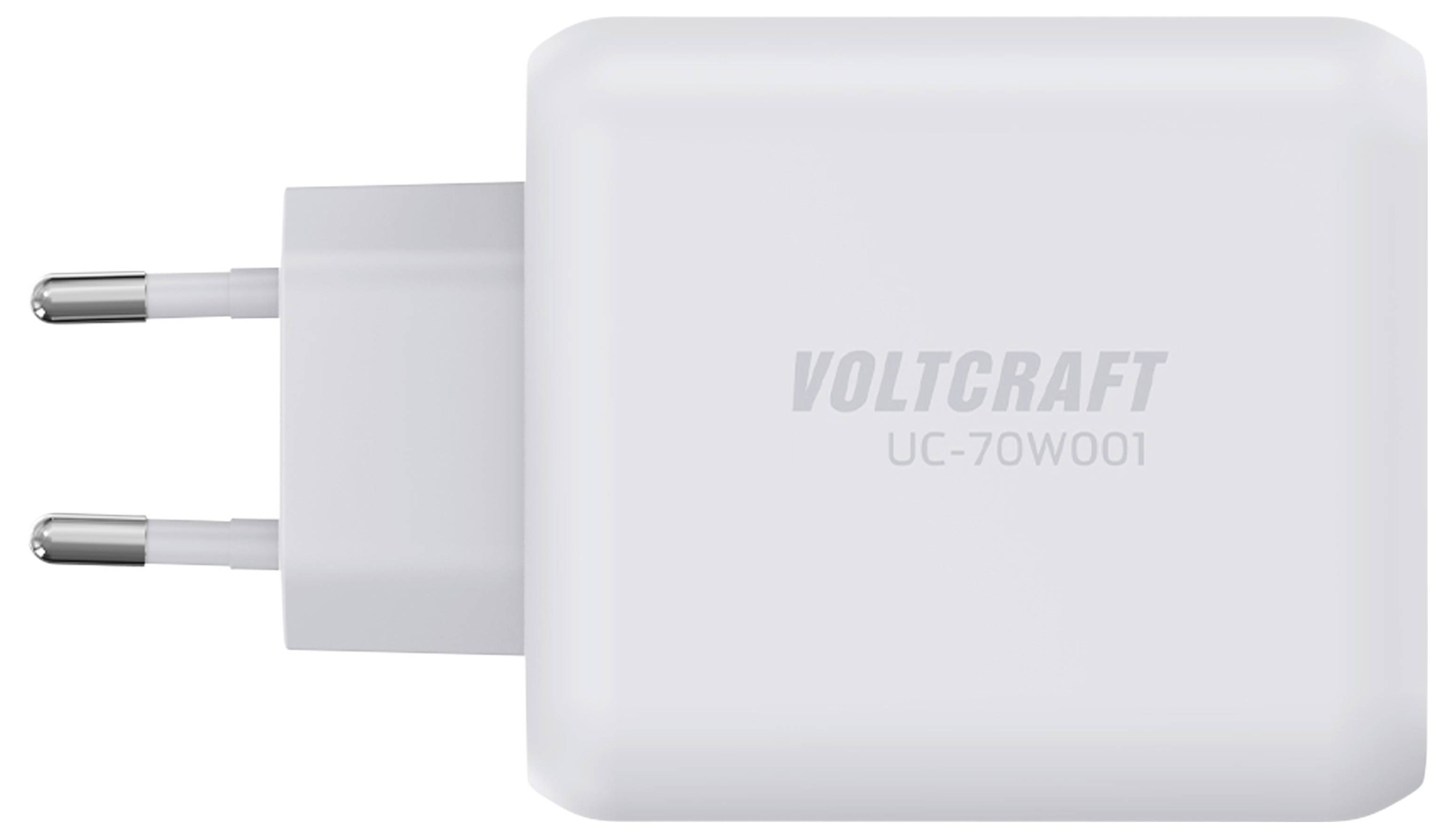 VOLTCRAFT UC-70W001 USB Ladegerät 70W 1x USB-A, 2x USB-C® Fast Charge, USB PD 3.2 AVS Weiß Innenbereich GaN