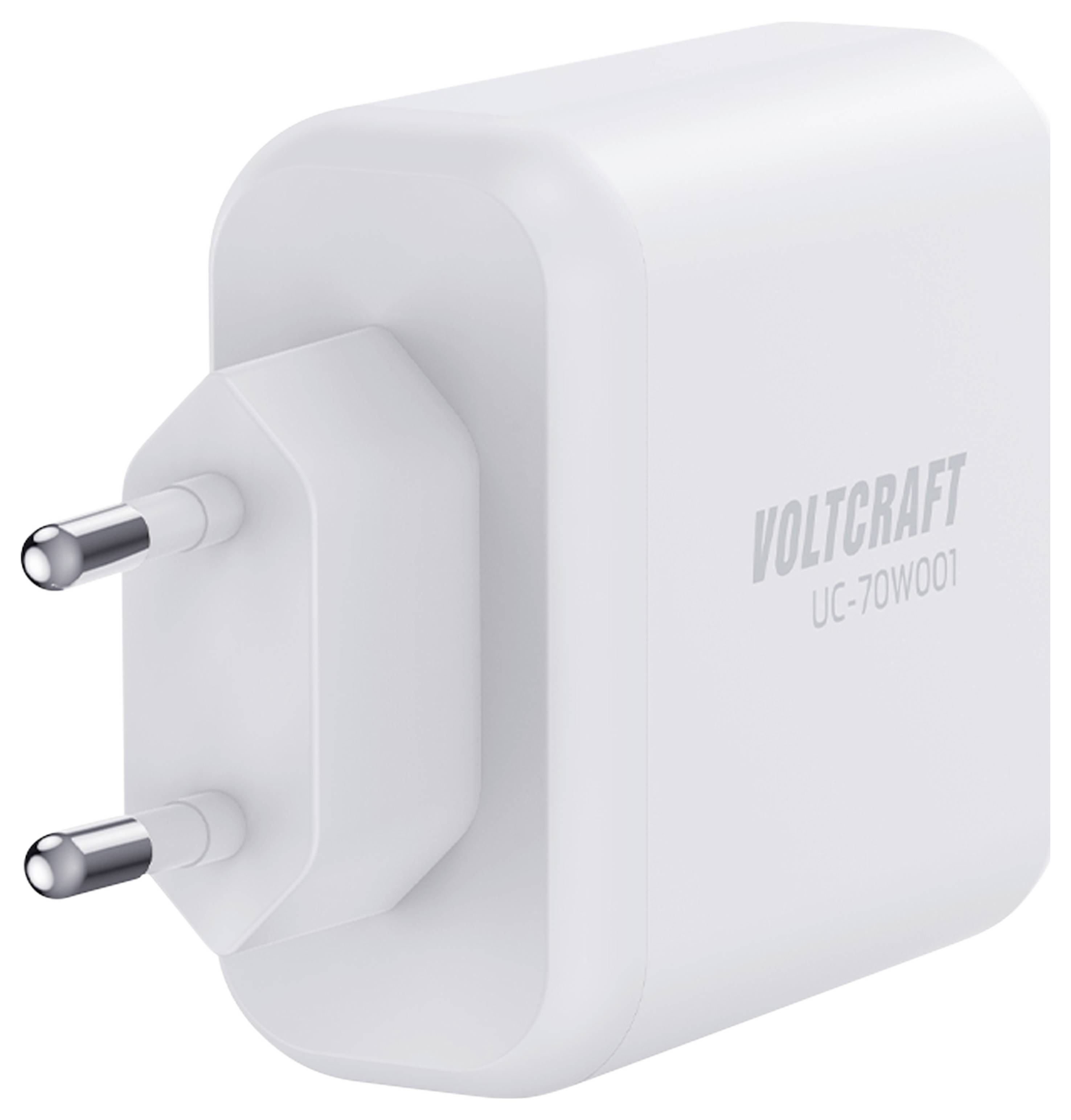 VOLTCRAFT UC-70W001 USB Ladegerät 70W 1x USB-A, 2x USB-C® Fast Charge, USB PD 3.2 AVS Weiß Innenbereich GaN
