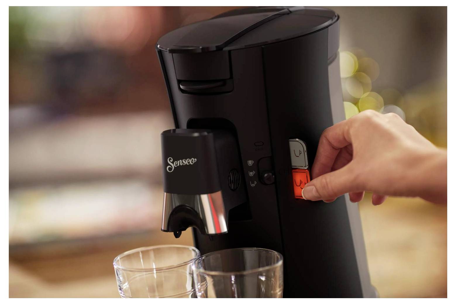 Philips CSA230/69 CSA230/69 Kaffeepadmaschine Schwarz mit Heißwasserauslass, One Touch