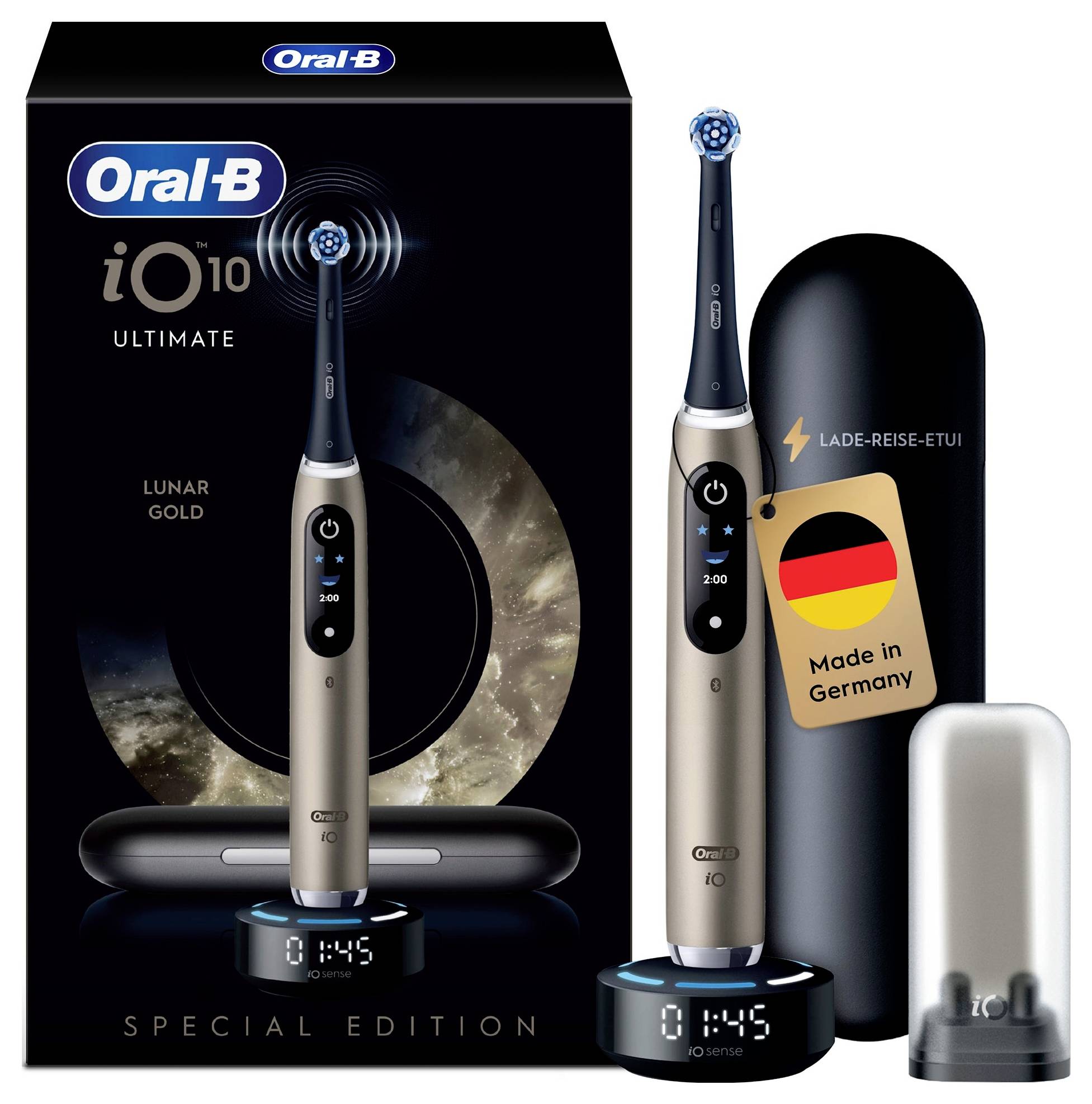 Braun Bra Oral-B iO Series 10 UltimateLunar Gold 17398125 Elektrische Zahnbürste Schwarz