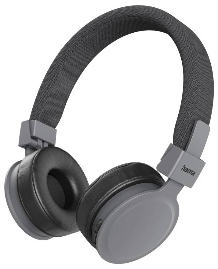 Grau und schwarze Over-Ear-Kopfhörer mit gepolstertem Kopfbügel und gepolsterten Ohrmuscheln auf weißem Hintergrund.