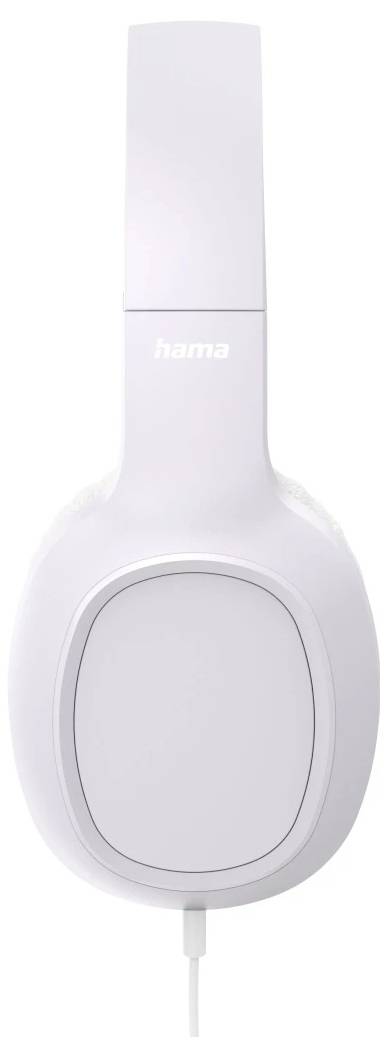 Weiße Over-Ear-Kopfhörer mit hohem Kopfbügel und ovalem Ohrpolster, mit der Marke „hama