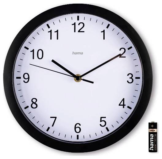 Hama 00185865 Quarz Wanduhr 25cm x 250mm x 250mm x 40mm Schwarz