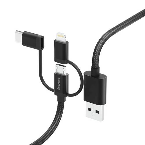 Hama USB-Kabel USB 2.0 USB-A Stecker, USB-C® Stecker, Apple Lightning Stecker, USB-Micro-A Stecker