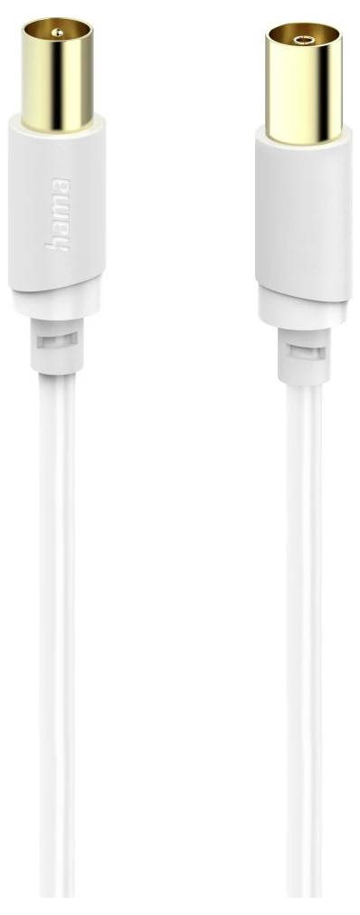 Zwei weiße Hama Audio-Adapterkabel mit vergoldeten Steckverbindungsenden, nebeneinander auf weißem Hintergrund gezeigt.