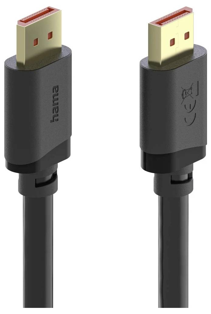Nebeneinander Nahaufnahme von zwei schwarzen HDMI-Kabeln mit vergoldeten Steckern, die beide Enden des gleichen Kabeldesigns zeigen.