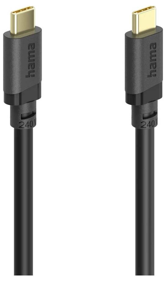 Nahaufnahme eines schwarzen USB-Kabels mit USB-C-Anschluss auf einer Seite und USB-A-Anschluss auf der anderen Seite, gezeigt auf weißem Hintergrund.