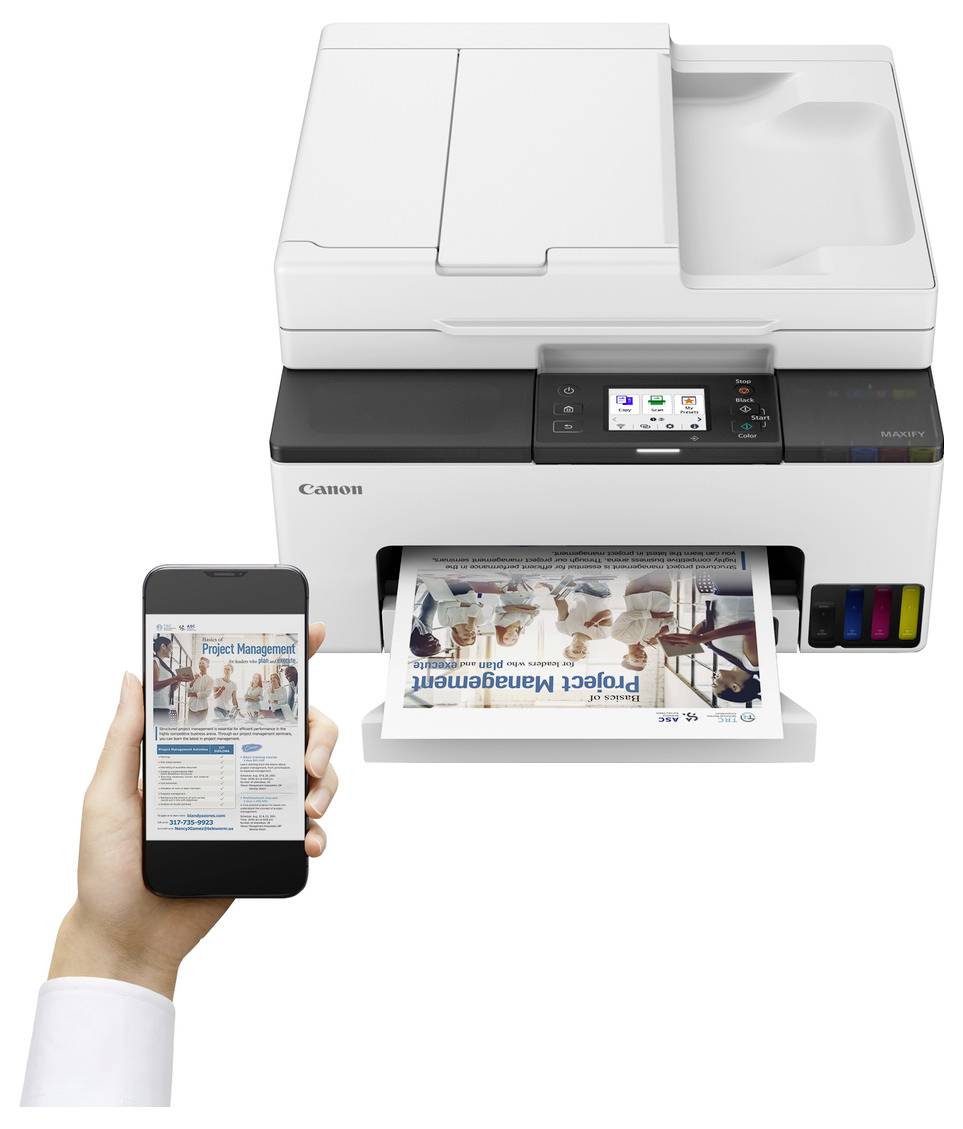 Canon All-in-One-Drucker druckt eine Seite zum Thema 