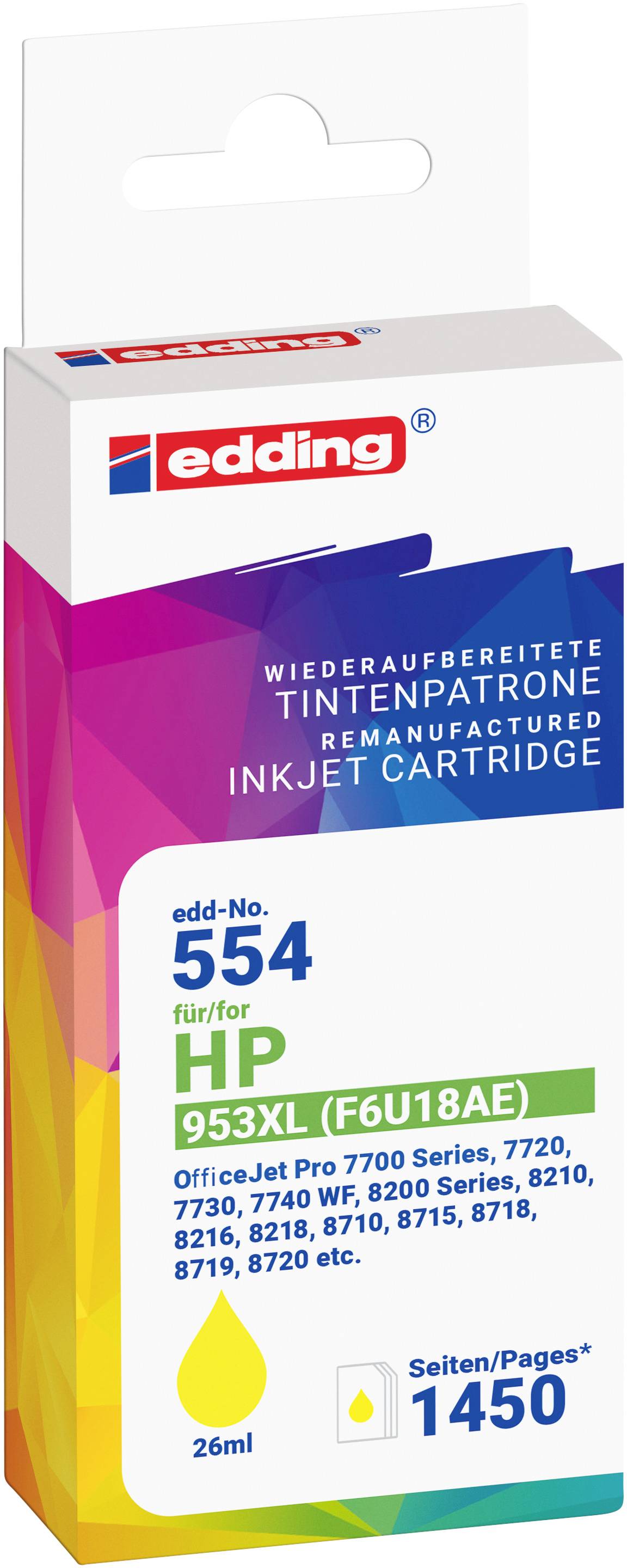 Edding Druckerpatrone ersetzt HP 953XL (F6U18AE) Kompatibel Gelb EDD-554 18-554
