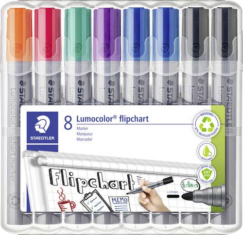Staedtler Whiteboardmarker Lumocolor 8St Box 356 WP8 X Flipchartmarker Gelb, Orange, Rot, Violett