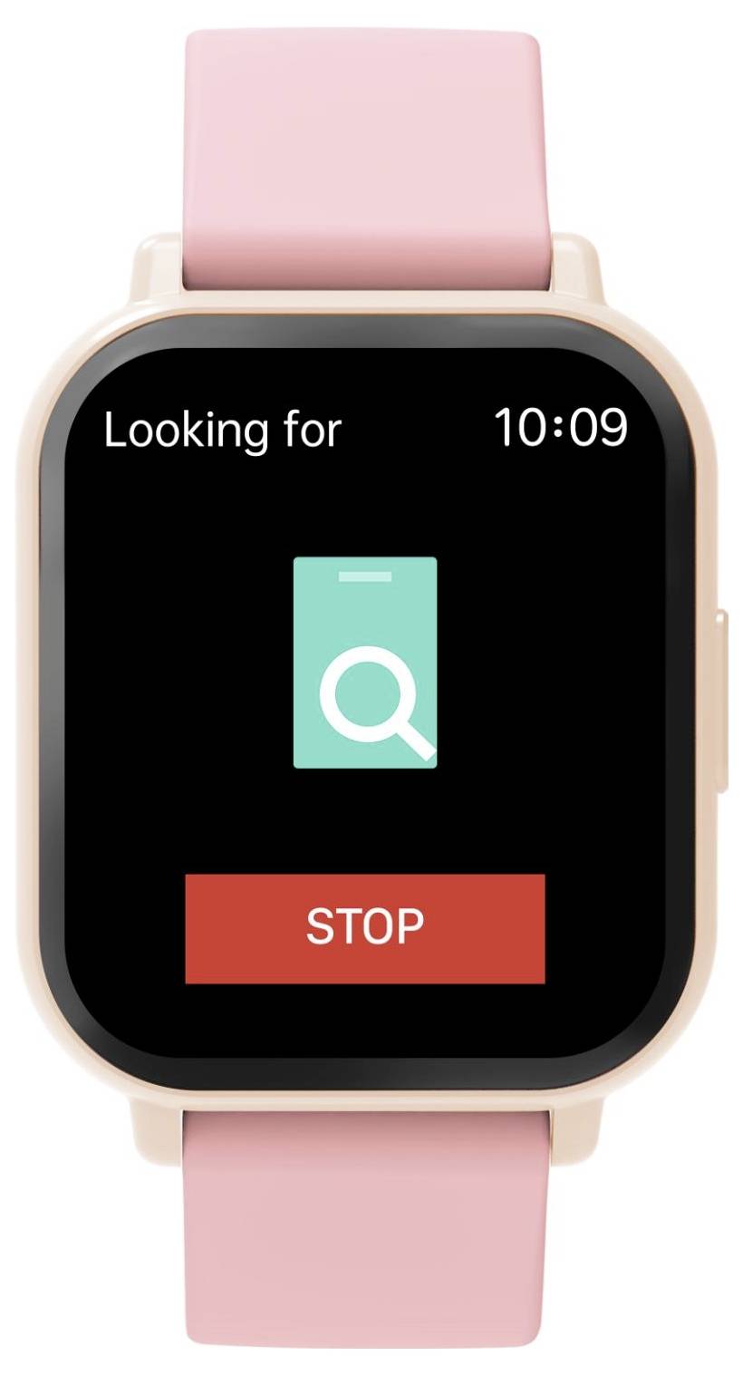 Smartwatch-Bildschirm zeigt „Wird gesucht