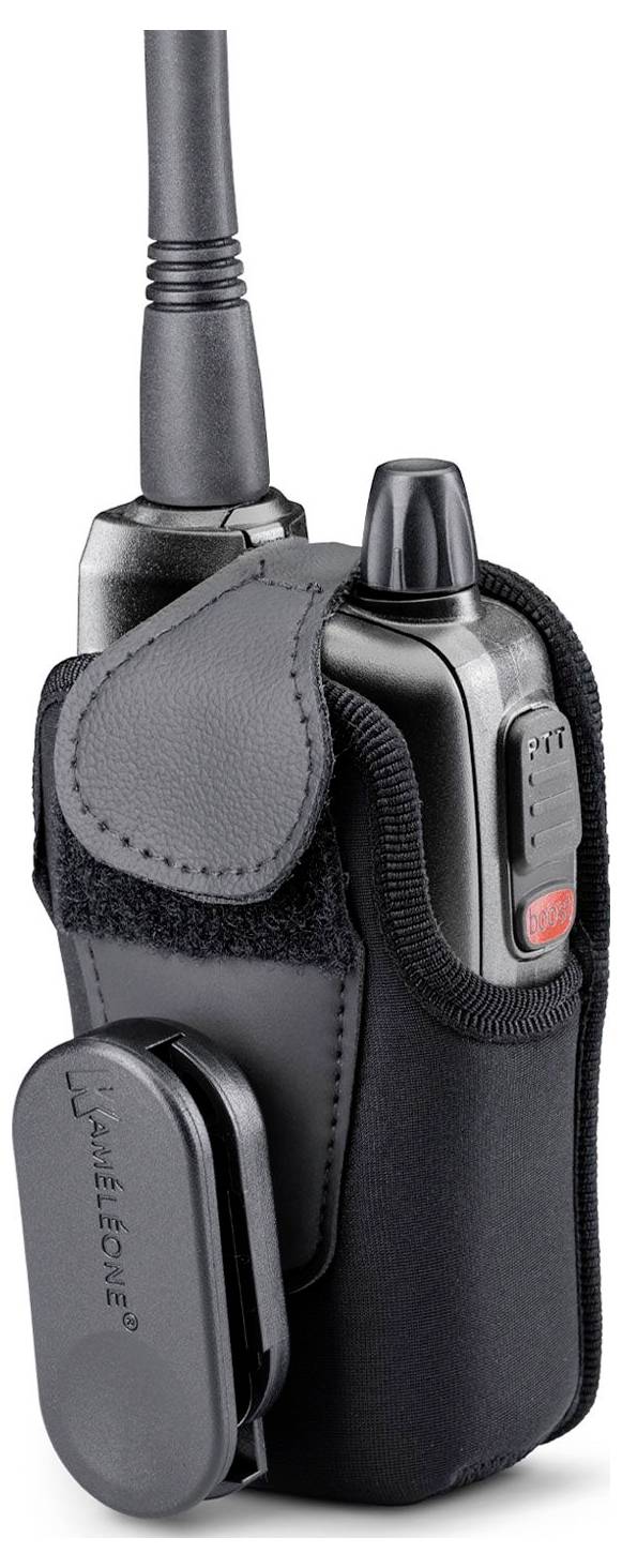 Vorderansicht eines robusten schwarzen tragbaren Geräts mit einer großen Öffnung, einem USB-C-Anschluss und einer runden Schaltfläche oder Anzeigelampe.