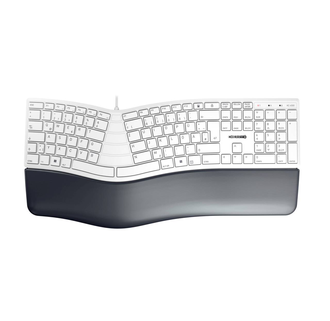CHERRY KC 4500 ERGO / DE / PALE GREY Kabelgebunden Tastatur Deutsch, QWERTZ Weiß