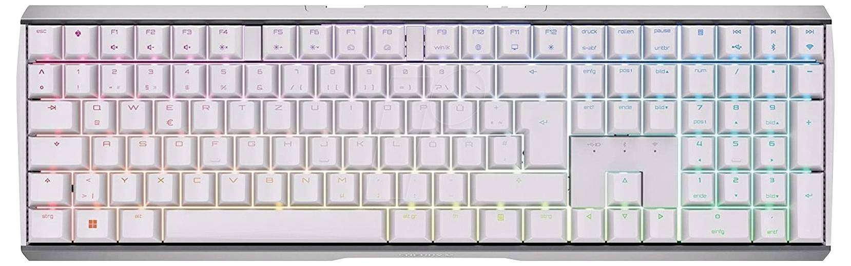 Cherry XTRFY MX 3.0S Wireless RGB Bluetooth®, Funk Tastatur RGB-Beleuchtung Deutsch, QWERTZ Weiß
