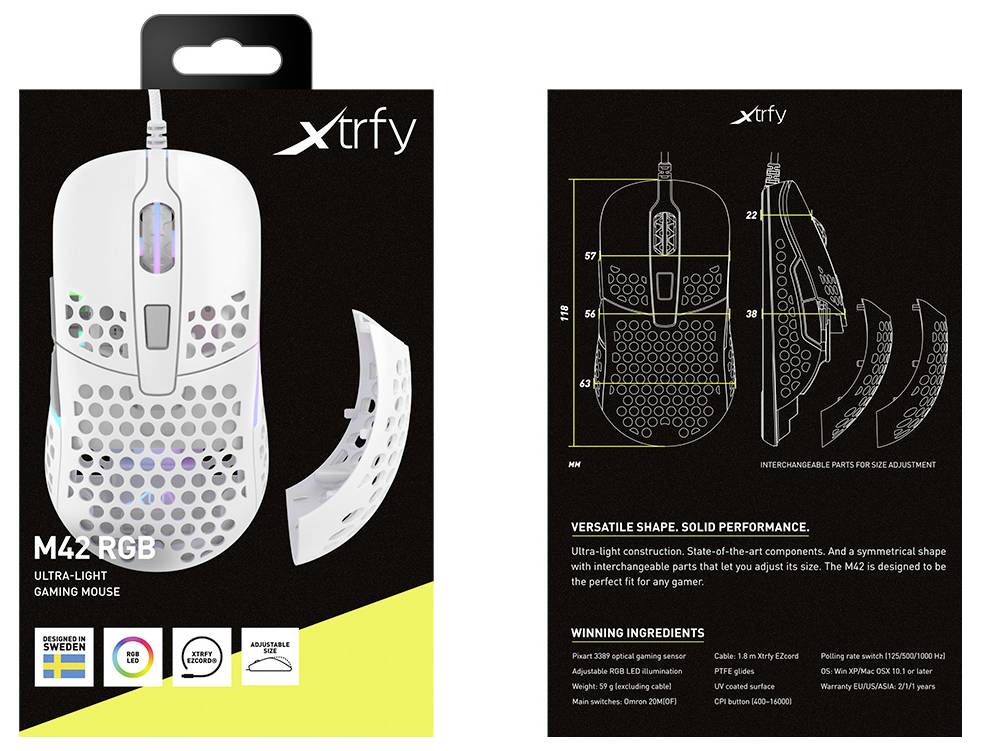 Cherry XTRFY M42 RGB Maus Ohne (Ansteuerung über Computer) Weiß
