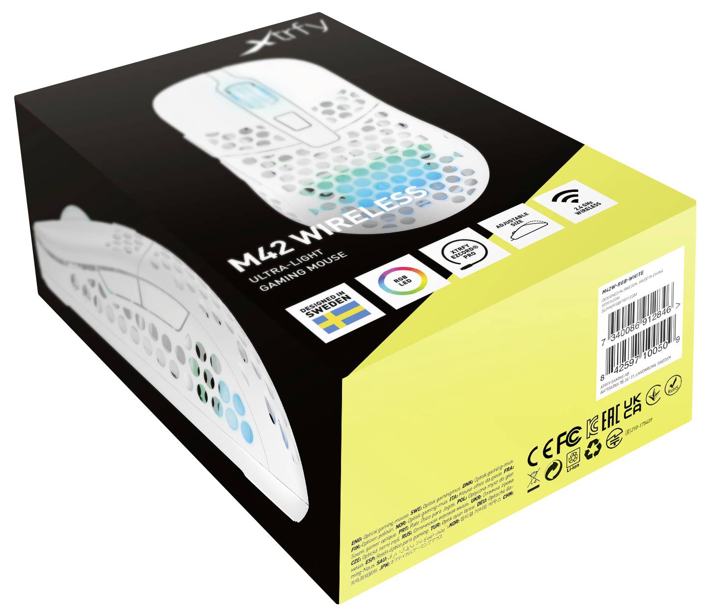Cherry XTRFY M42 Wireless RGB Maus Ohne (Ansteuerung über Computer) Weiß