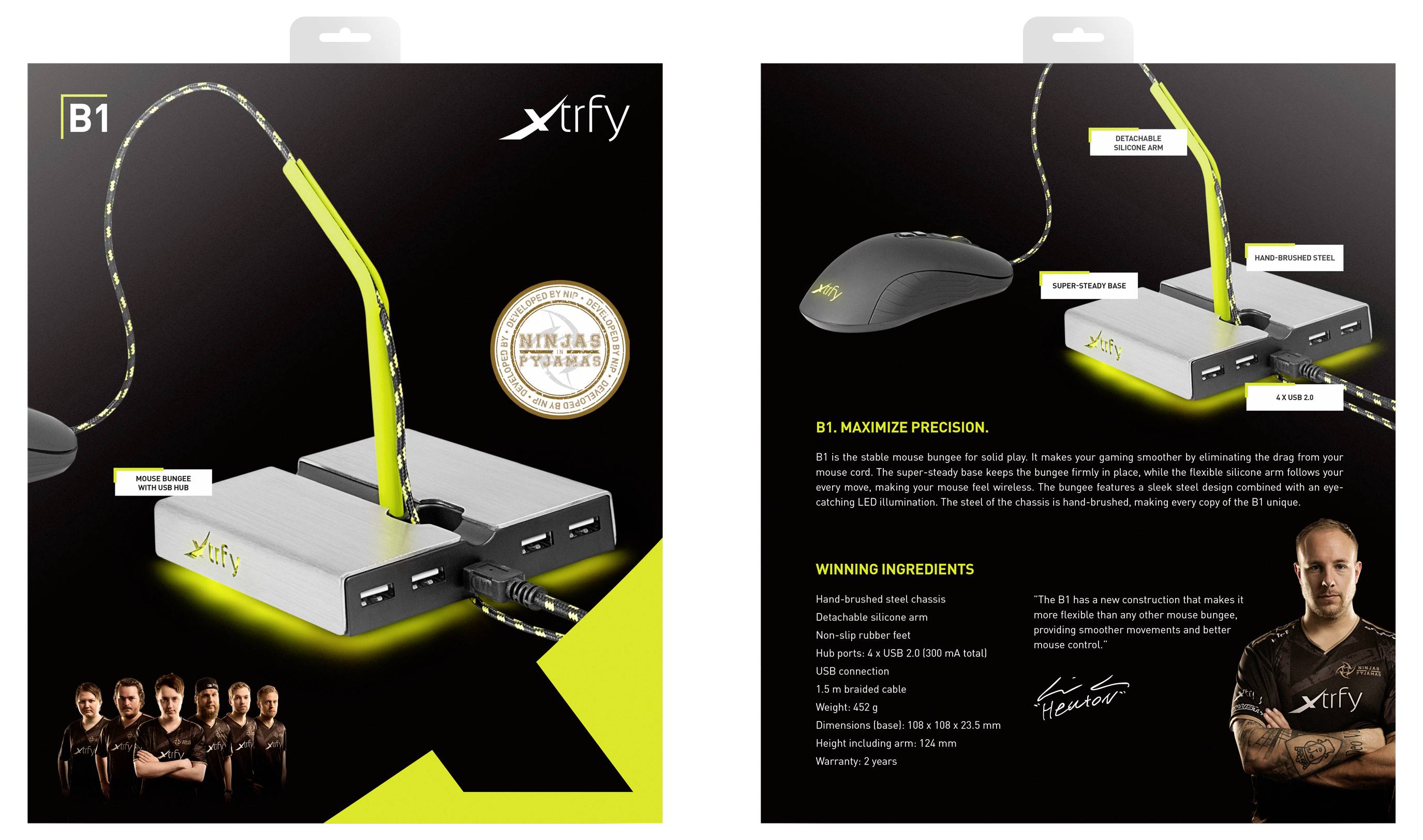 Cherry XTRFY B1 Mouse Bungee Maus-Kabel-Halterung Ohne (Ansteuerung über Computer)