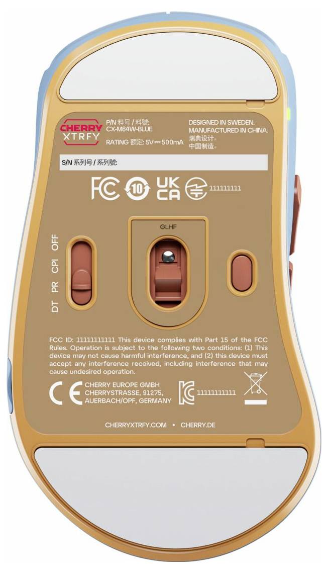 Cherry XTRFY M64 Wireless, Blue Maus Ohne (Ansteuerung über Computer)