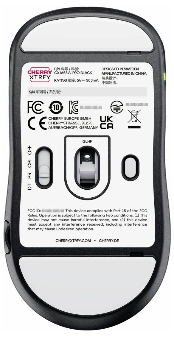 Cherry XTRFY M68 Pro Wireless, Black Maus Ohne (Ansteuerung über Computer)