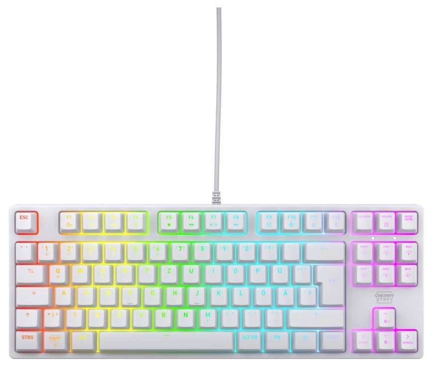 Cherry XTRFY K4V2 TKL Kabelgebunden, USB Tastatur Deutsch, QWERTZ Weiß RGB-Beleuchtung