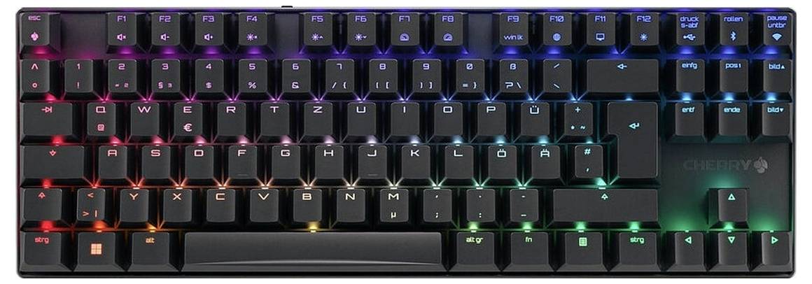 Cherry XTRFY MX 8.2 TKL Wireless RGB Bluetooth®, Kabellos Tastatur Deutsch, QWERTZ Schwarz RGB-Beleuchtung
