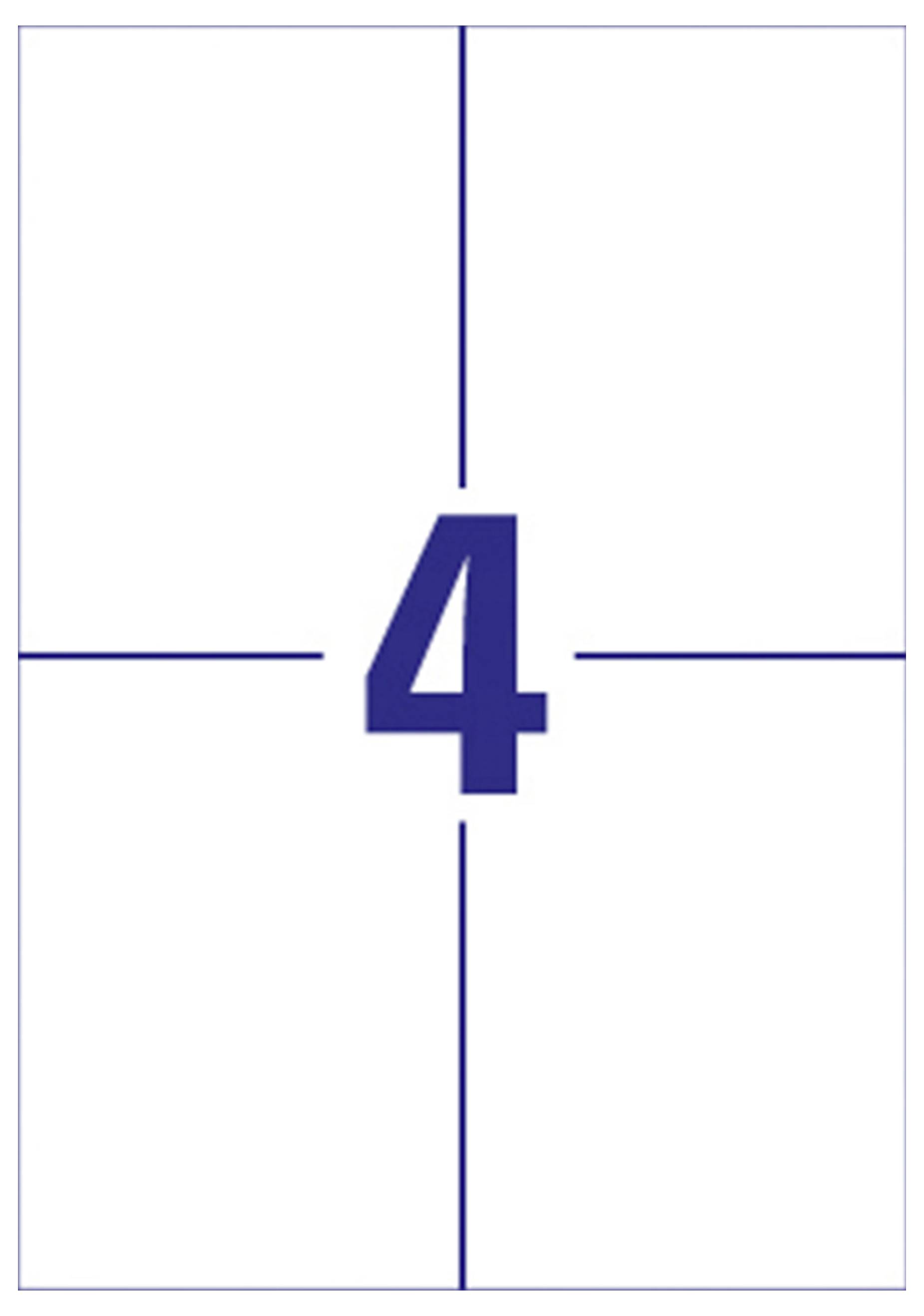 Dunkelblau nummer 4 zentriert auf einer weißen seite mit dünnen blauen fadenkreuz-linien, die das bild in vier quadranten teilen.