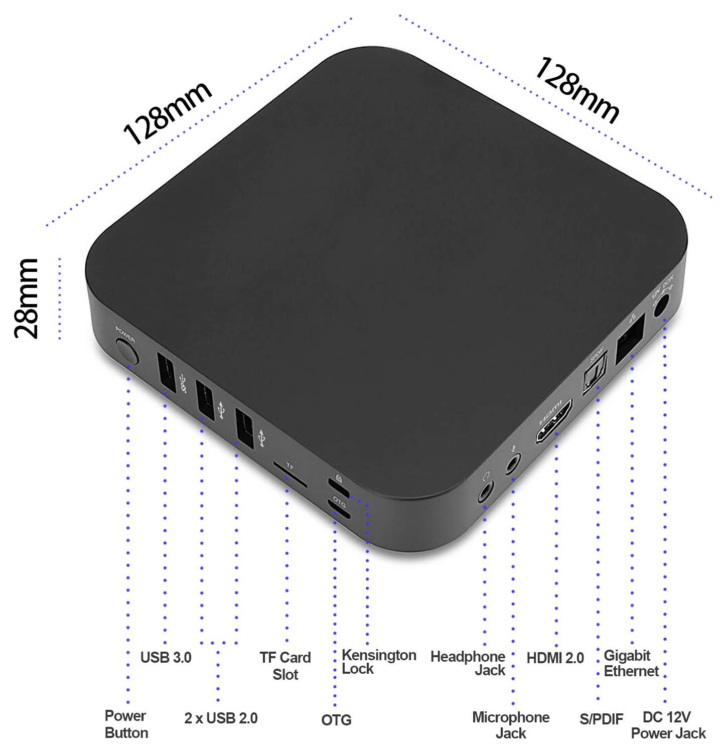 Minix Android Mini-PC ARM Cortex RK3566 Cortex - A55 Quad-Core 1.8GHz 4GB RAM 32GB eMMC ARM Mali-G52 X35-i Max IPC
