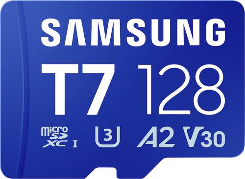 Samsung T7 microSDXC-Karte Retail 128 GB UHS-I U3, A2 Application Performance Class, Class 10, v30