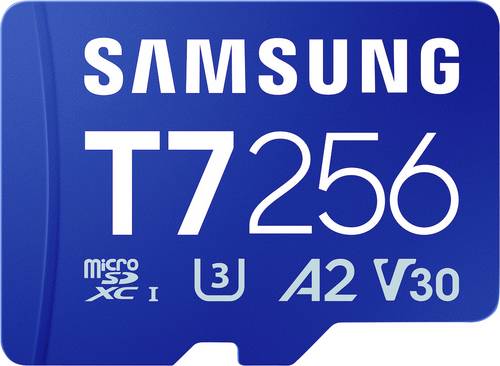 Samsung T7 microSDXC-Karte Retail 256 GB UHS-I U3, A2 Application Performance Class, Class 10, v30