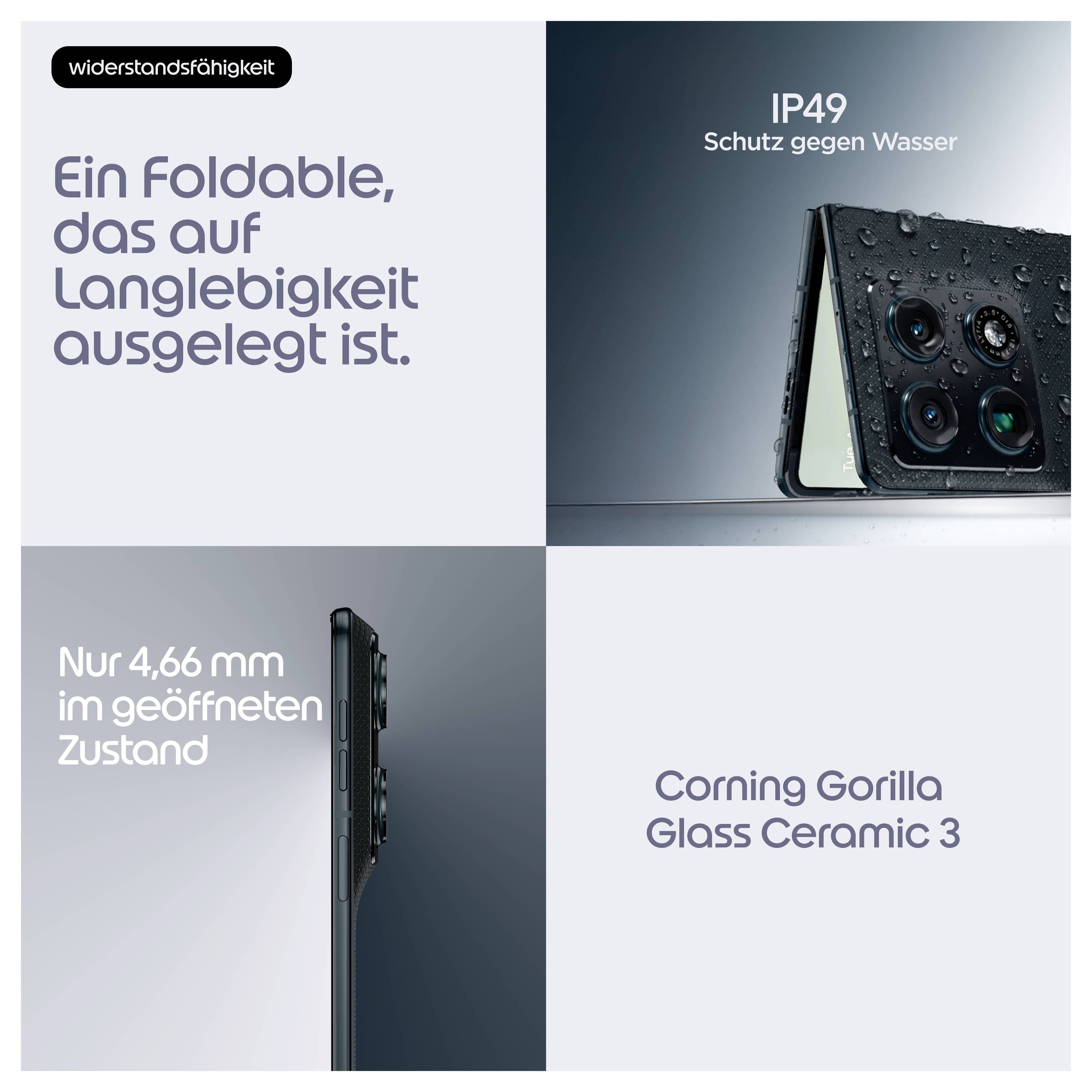 Seitenansicht eines dünnen Laptops, leicht geöffnet, mit einem gelben Badge „RETEQ CERTIFIED