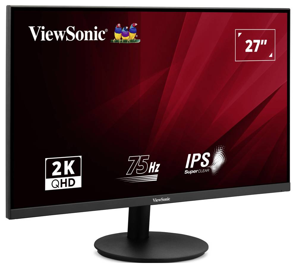 ViewSonic 27-Zoll-Monitor mit 2K QHD, 75Hz und IPS-SuperClear-Displayfunktionen.