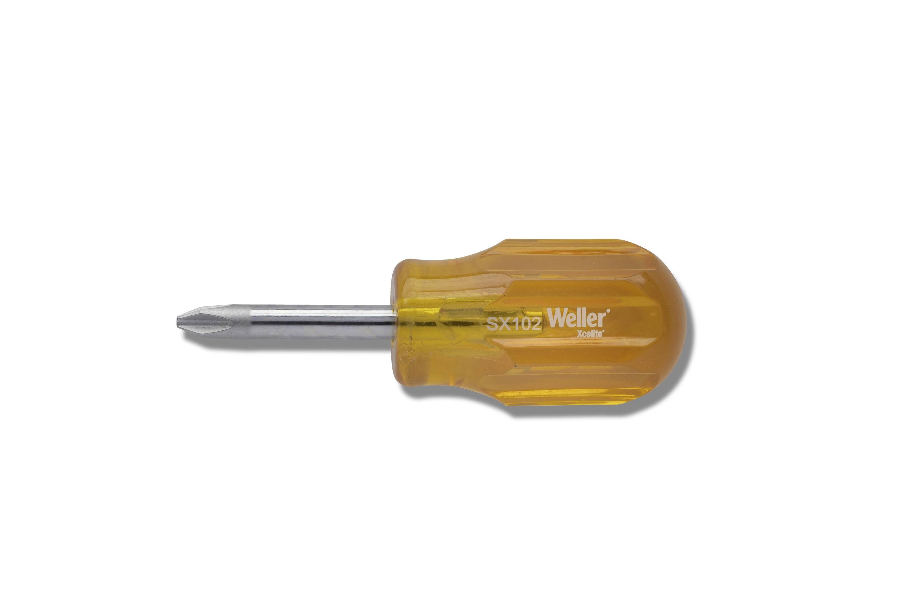Weller Xcelite professionelles Handwerkzeugsatz mit fünf Schraubendrehern und rotem Hängeetui auf weißem Hintergrund.
