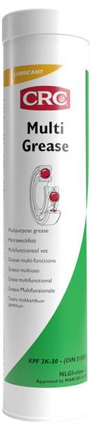 CRC Multi Grease Schmiermittel Dose, weiß und grünes Etikett mit rotem CRC Logo und mehrsprachigem Produkttext.